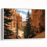 Framed landscape canvas art depicting vibrant canyons in warm earth tones, showcasing intricate textures and depth, perfect for enhancing home decor.