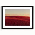 Black-framed landscape artwork featuring serene countryside scenery, elegantly matted for a refined presentation, ideal for enhancing home decor.