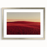 Silver-framed landscape artwork showcasing a picturesque countryside scene, elegantly matted for added depth, ideal for home decor and interior design enhancement.