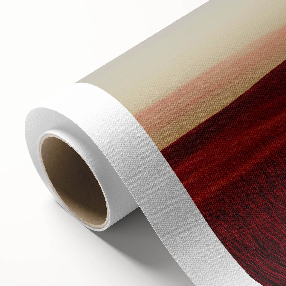 Rolled canvas showcasing a vibrant countryside landscape design, featuring lush green fields and a serene blue sky, ideal for home decor and artistic displays.