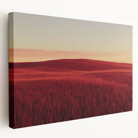 Stretched canvas artwork showcasing a serene countryside landscape, featuring vibrant greens and rolling hills, perfect for enhancing home decor.