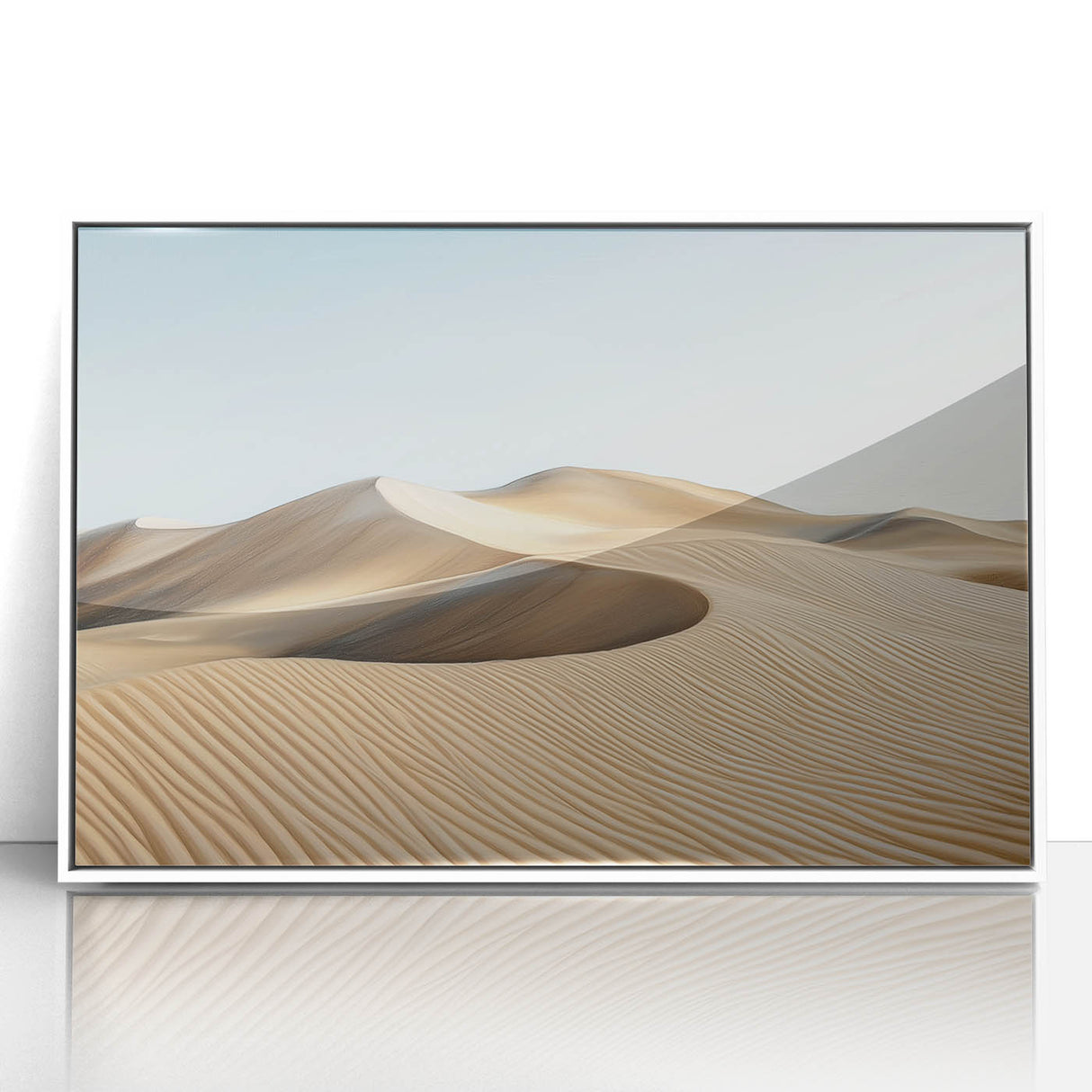 Framed acrylic artwork showcasing a vibrant desert landscape, featuring warm earthy tones and dramatic sky, ideal for adding a serene touch to home decor.