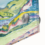 Modern Abstract Wall Art - Mountain Landscape with Red House - Contemporary Decor