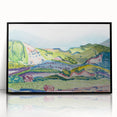 Modern Abstract Wall Art - Mountain Landscape with Red House - Contemporary Decor