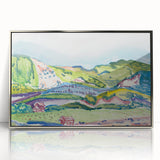 Modern Abstract Wall Art - Mountain Landscape with Red House - Contemporary Decor