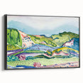 Modern Abstract Wall Art - Mountain Landscape with Red House - Contemporary Decor