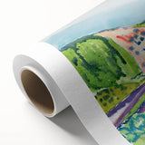 Modern Abstract Wall Art - Mountain Landscape with Red House - Contemporary Decor