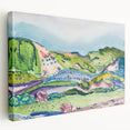 Modern Abstract Wall Art - Mountain Landscape with Red House - Contemporary Decor
