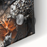 Large abstract wall art in mid-century modernist style, featuring organic shapes in earth tones on acrylic glass.