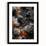 Extra large abstract art print featuring colorful, textured elements on a framed canvas, ideal for living room decor.