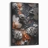 Black and white framed canvas featuring a close-up landscape scene, ideal for bedroom wall decor.