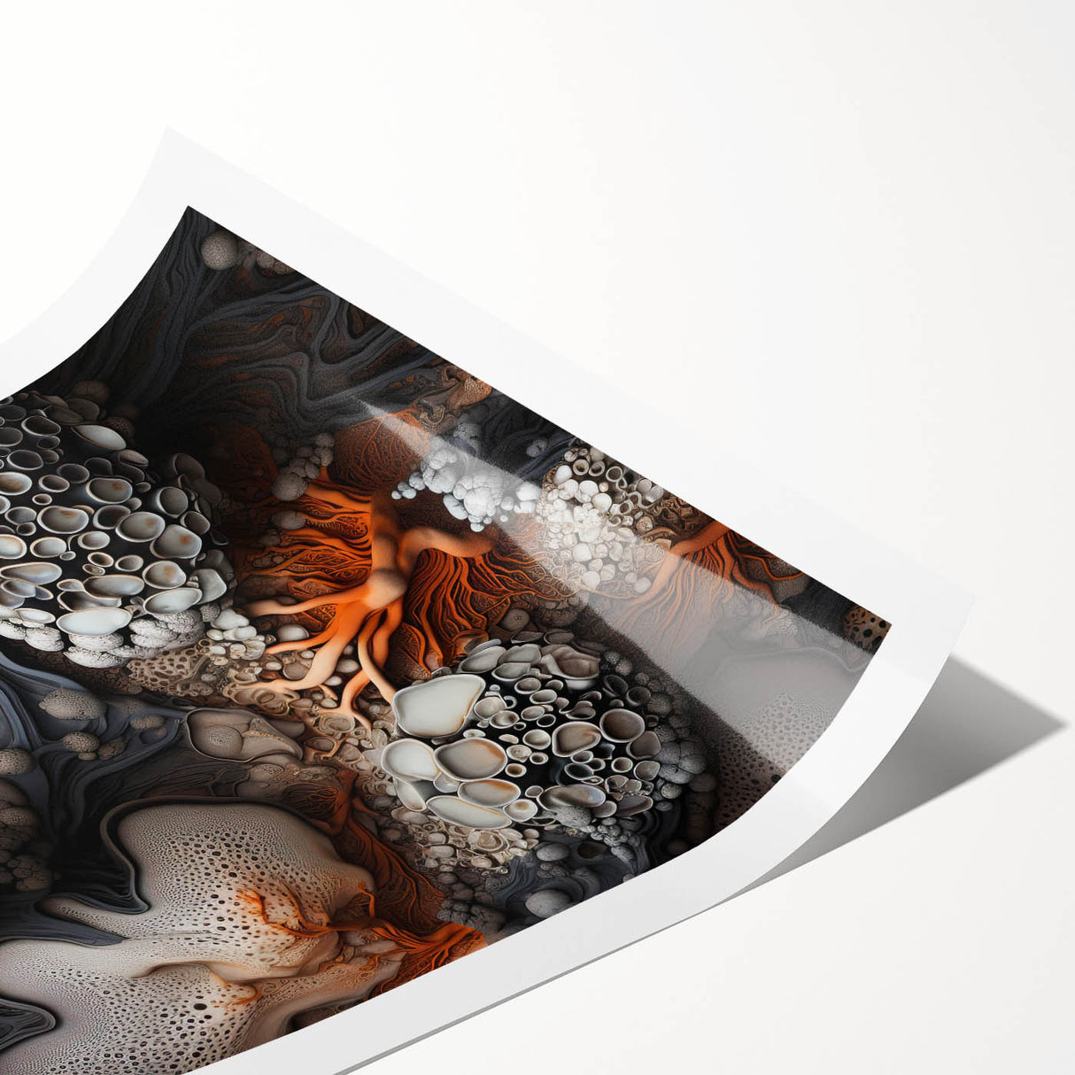 Extra large wall art featuring line art flowers in black on white, rolled print format, ideal for large living room decor.
