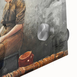 A Fishergirl Baiting Lines Realism Art Print - Winslow Homer Coastal Scene