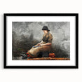 A Fishergirl Baiting Lines Realism Art Print - Winslow Homer Coastal Scene