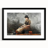 A Fishergirl Baiting Lines Realism Art Print - Winslow Homer Coastal Scene