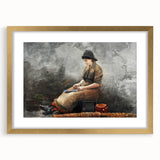 A Fishergirl Baiting Lines Realism Art Print - Winslow Homer Coastal Scene