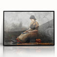 A Fishergirl Baiting Lines Realism Art Print - Winslow Homer Coastal Scene