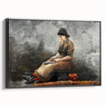 A Fishergirl Baiting Lines Realism Art Print - Winslow Homer Coastal Scene