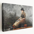 A Fishergirl Baiting Lines Realism Art Print - Winslow Homer Coastal Scene
