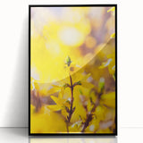 Large abstract wall art featuring spring-themed colors on acrylic, framed in black, suitable for modern living room decor.