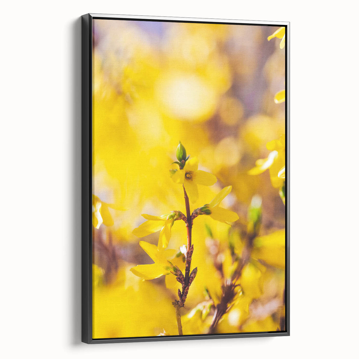 Black and white landscape art painting on framed canvas, depicting a spring scene, ideal for bedroom wall decor.