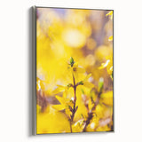 Framed canvas featuring a vintage landscape art painting with colorful spring motifs on a black background.
