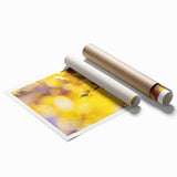 Extra large rolled print of spring-themed floral art in pastel shades.