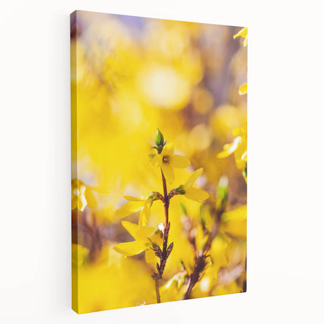 Spring-themed abstract art on stretched canvas featuring soft green and pink tones, suitable for kitchen wall decor.