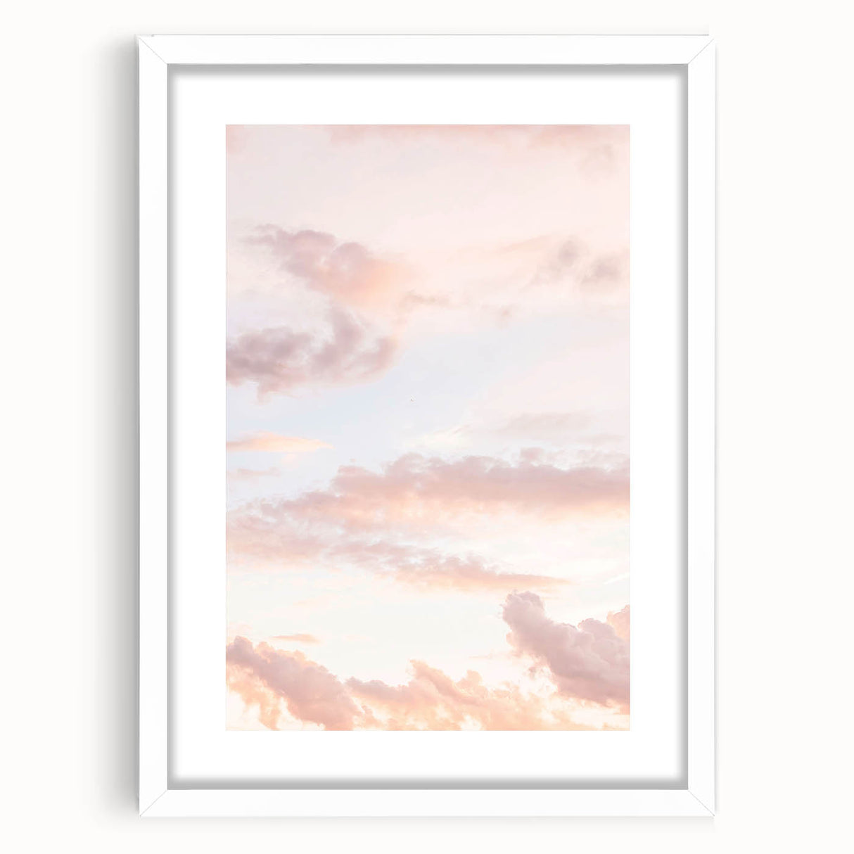 Abstract art print featuring swirling blue and green tones on a white framed canvas, ideal for dining room decor.