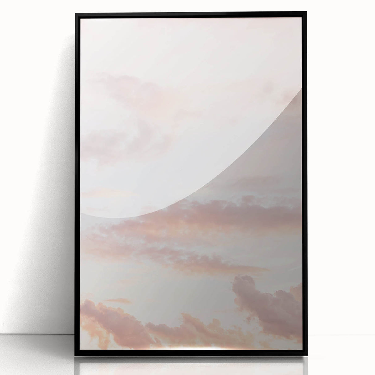 Large abstract wall art depicting summer season in vibrant orange and yellow tones, framed in black acrylic.