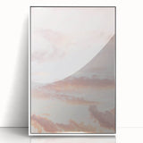 Art deco poster of a summer scene in soft pastel shades on a white framed acrylic, ideal for nursery wall art.