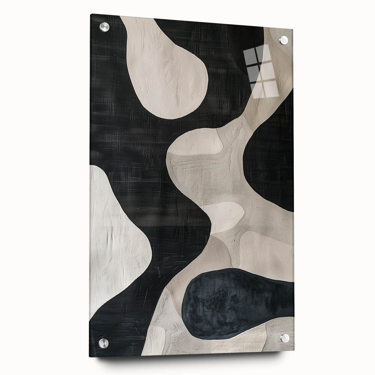 Mid Century Modern Abstract Wall Art - Black and White Minimalist Decor