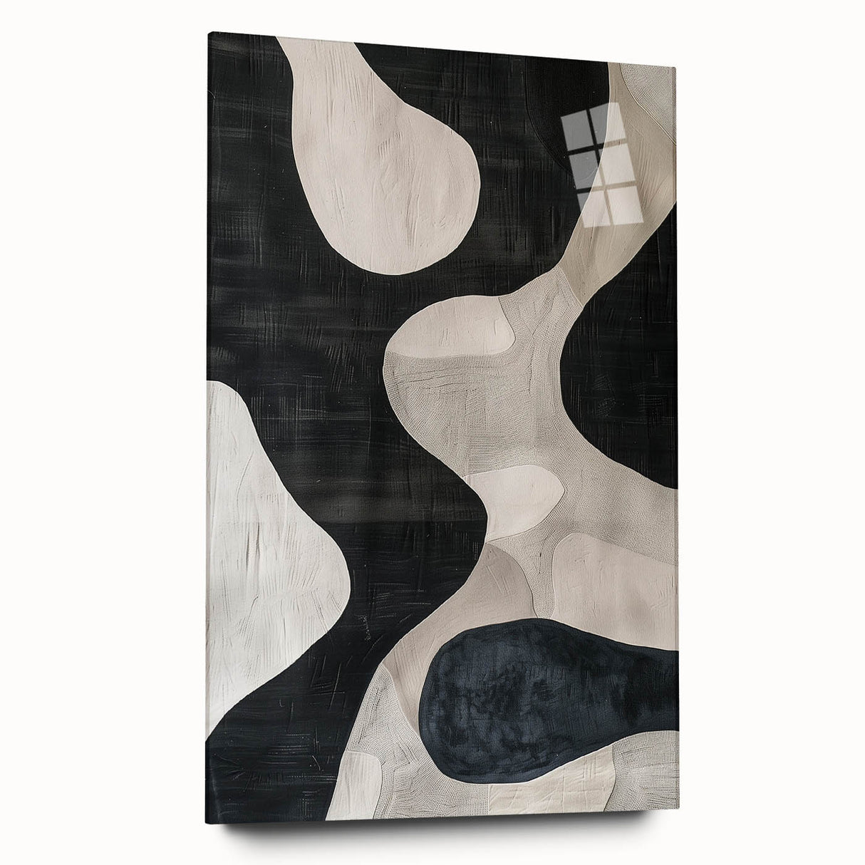Mid Century Modern Abstract Wall Art - Black and White Minimalist Decor