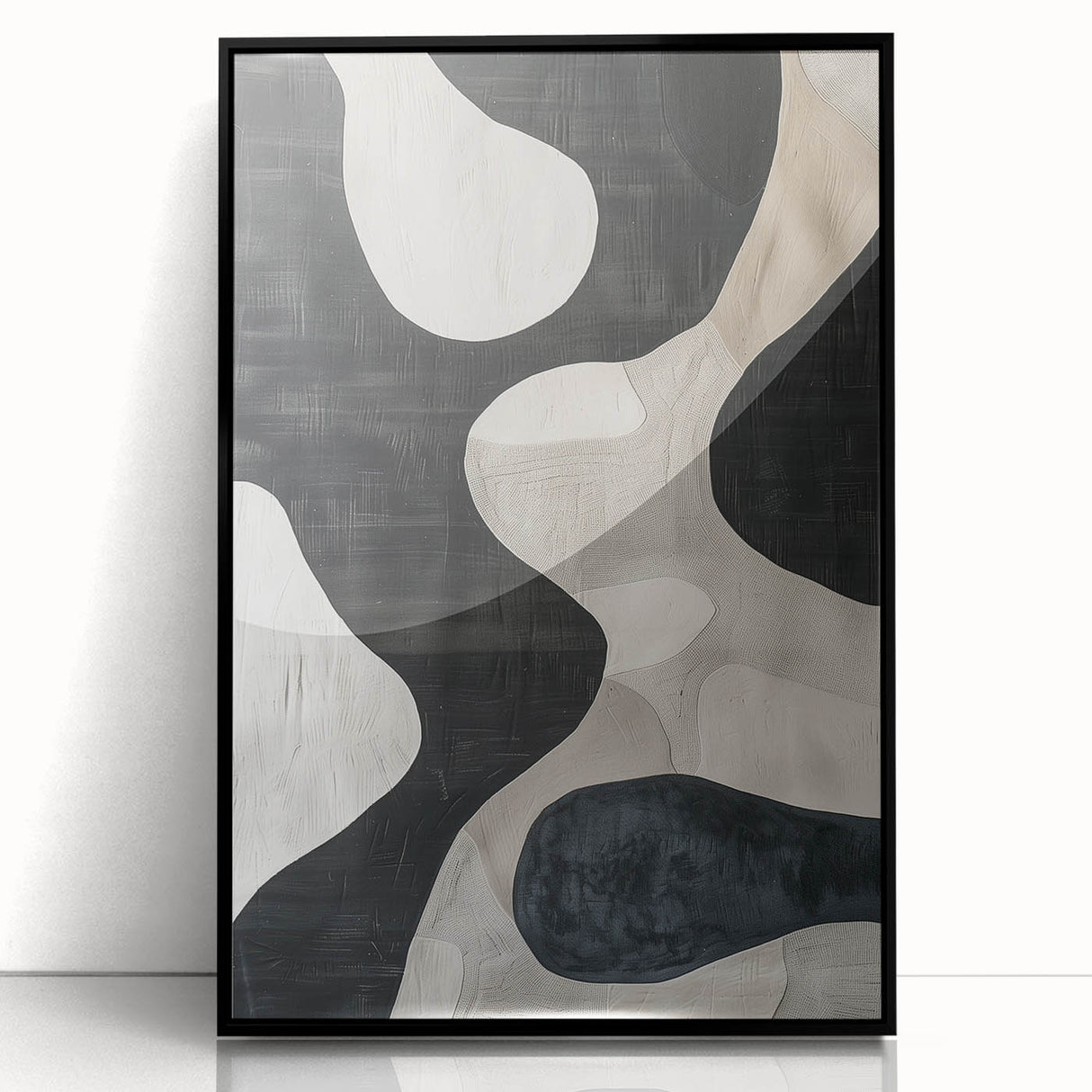 Mid Century Modern Abstract Wall Art - Black and White Minimalist Decor