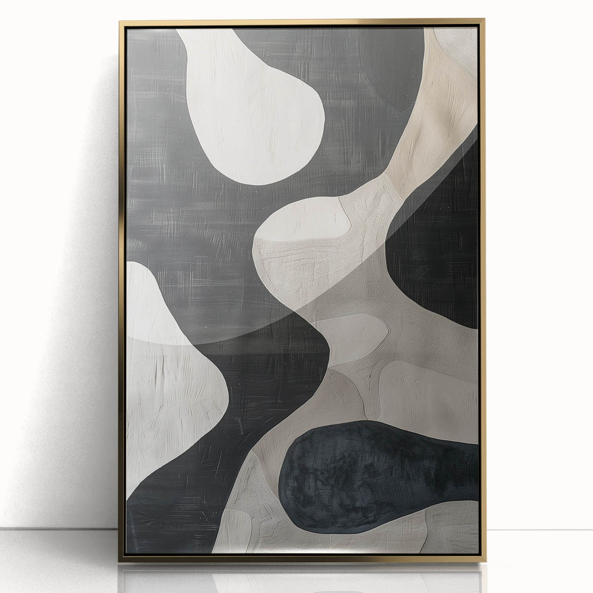 Mid Century Modern Abstract Wall Art - Black and White Minimalist Decor