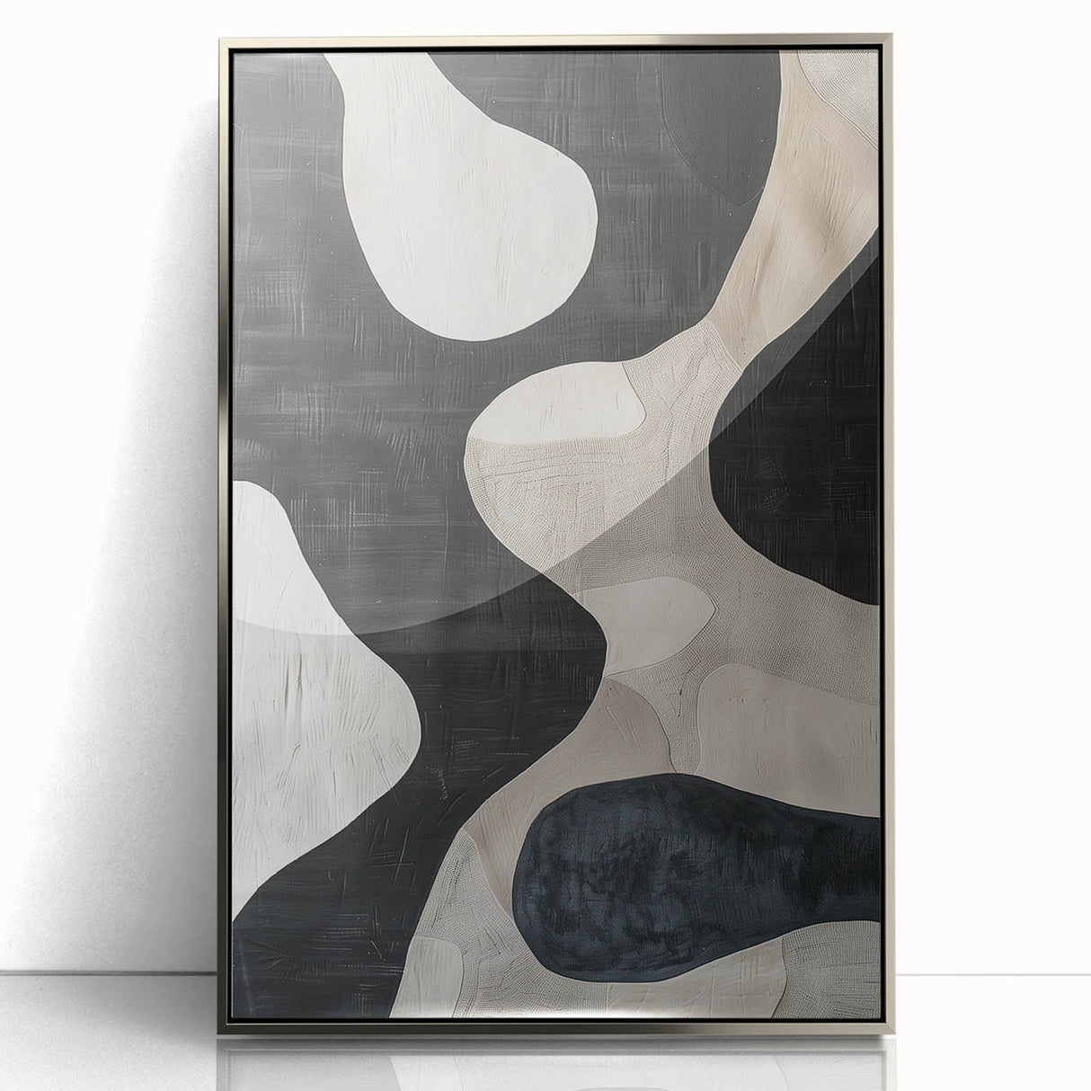 Mid Century Modern Abstract Wall Art - Black and White Minimalist Decor