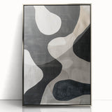 Mid Century Modern Abstract Wall Art - Black and White Minimalist Decor