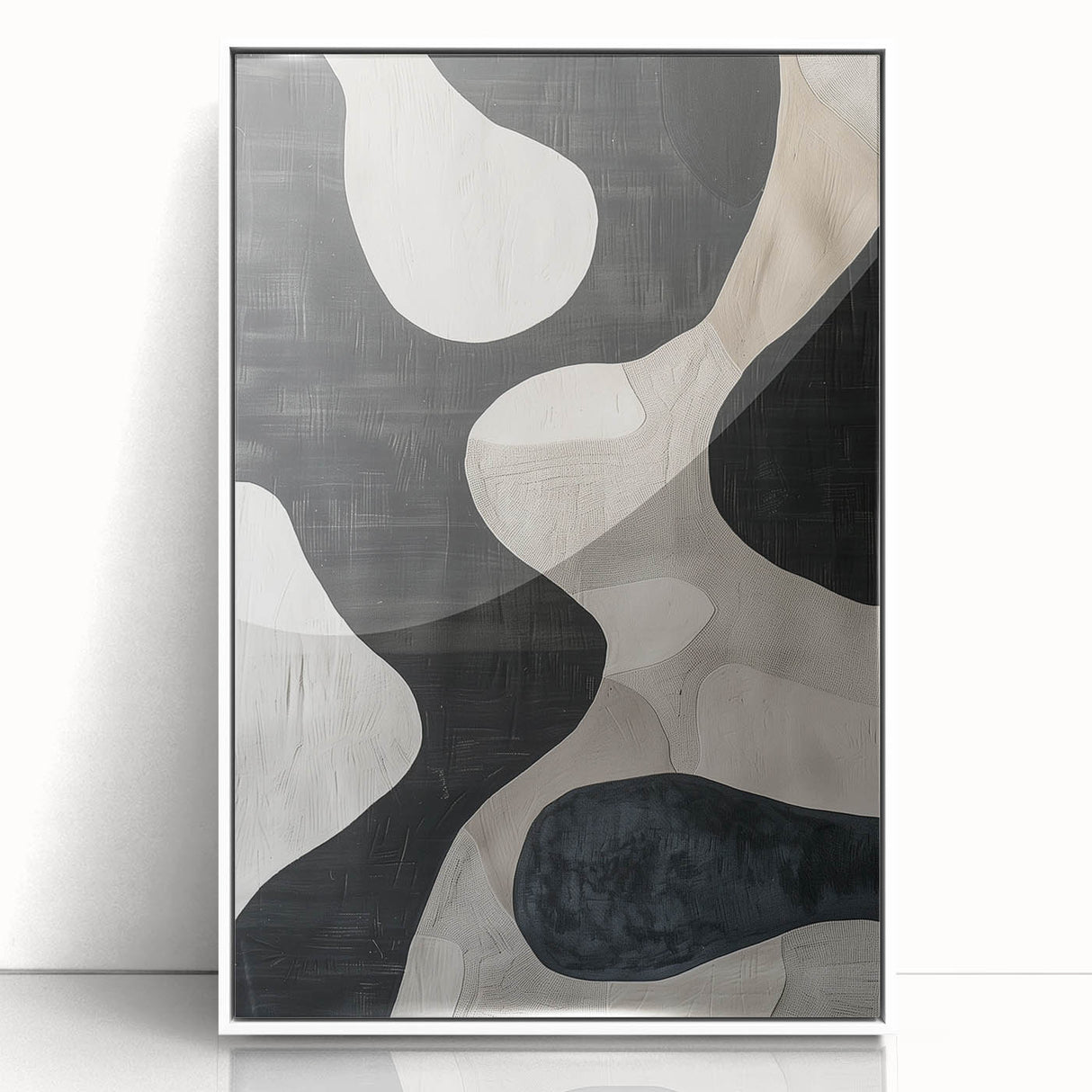 Mid Century Modern Abstract Wall Art - Black and White Minimalist Decor