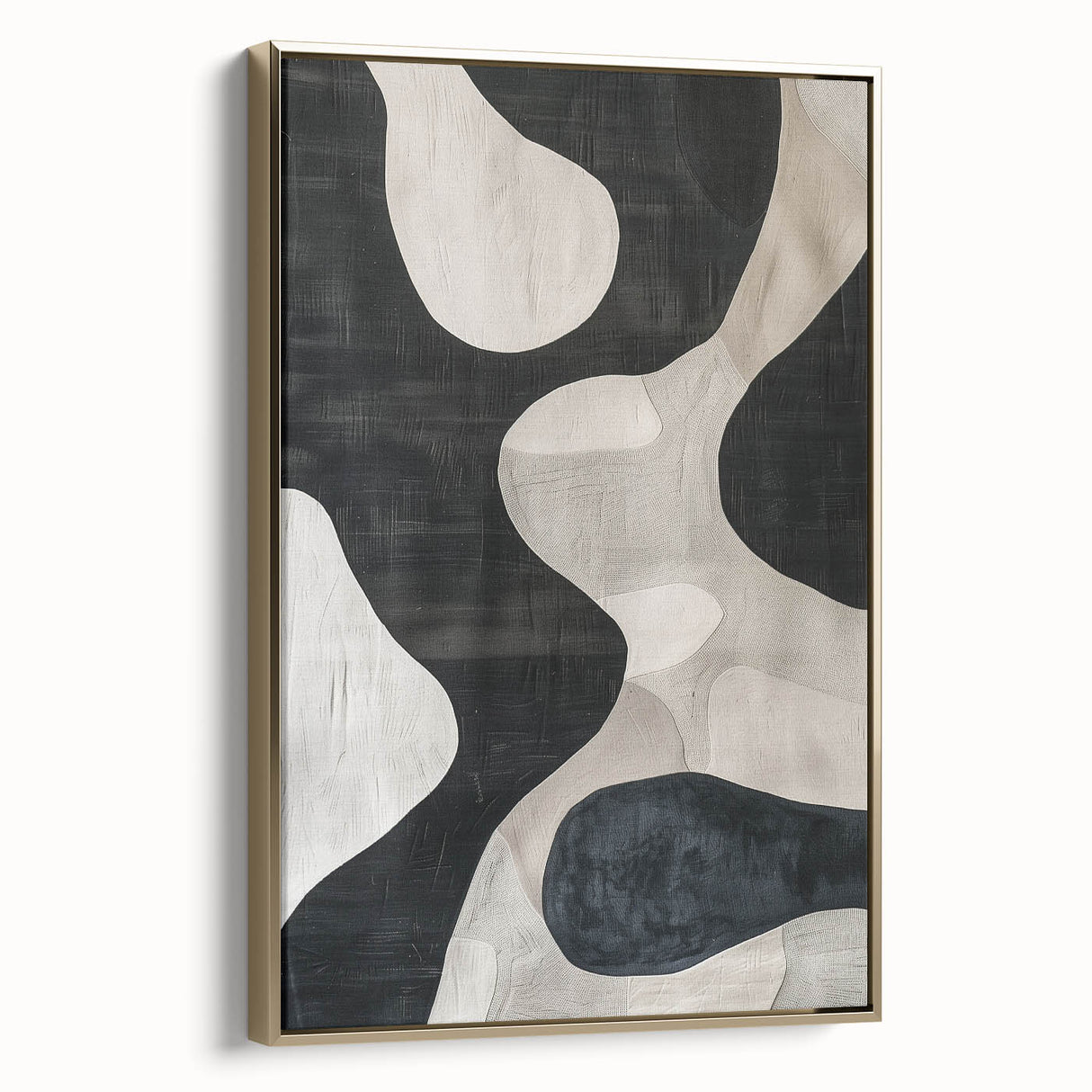 Mid Century Modern Abstract Wall Art - Black and White Minimalist Decor