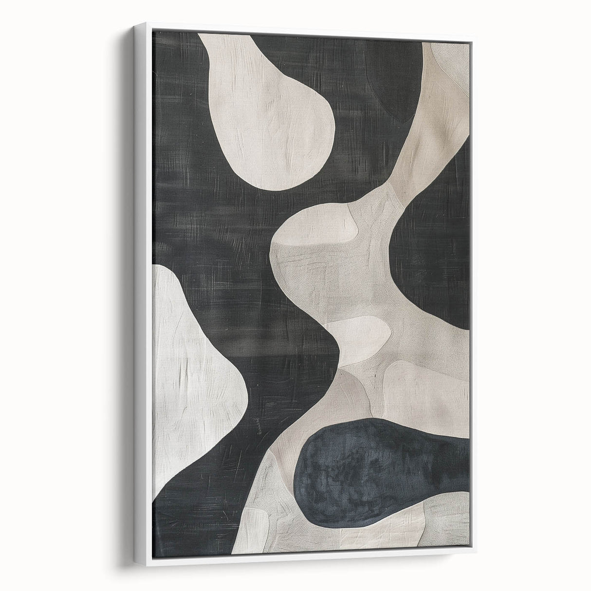 Mid Century Modern Abstract Wall Art - Black and White Minimalist Decor