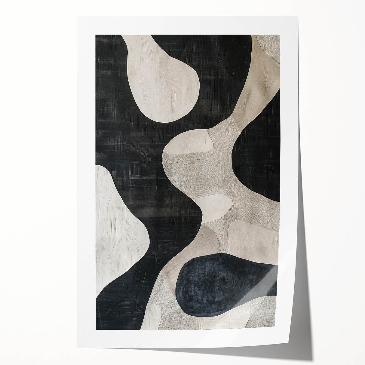 Mid Century Modern Abstract Wall Art - Black and White Minimalist Decor