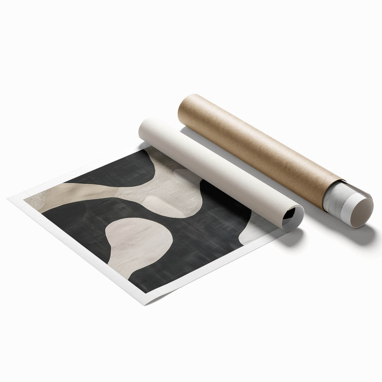 Mid Century Modern Abstract Wall Art - Black and White Minimalist Decor