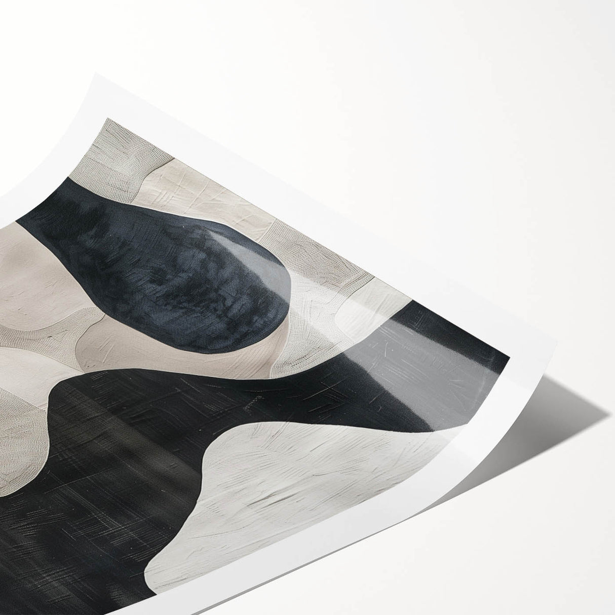 Mid Century Modern Abstract Wall Art - Black and White Minimalist Decor