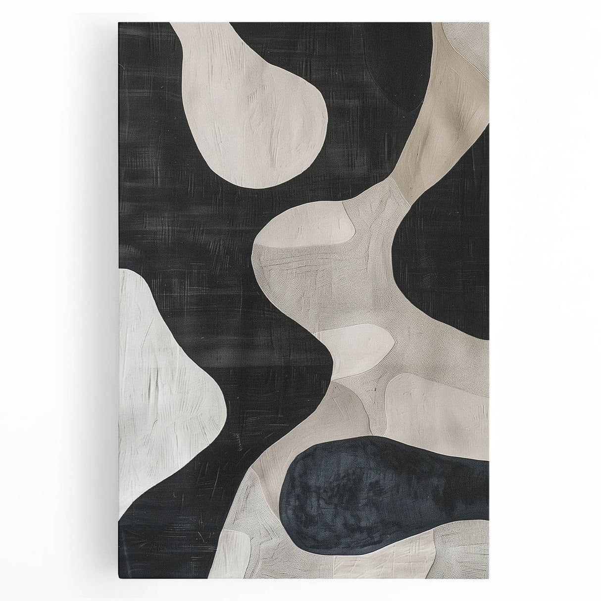 Mid Century Modern Abstract Wall Art - Black and White Minimalist Decor
