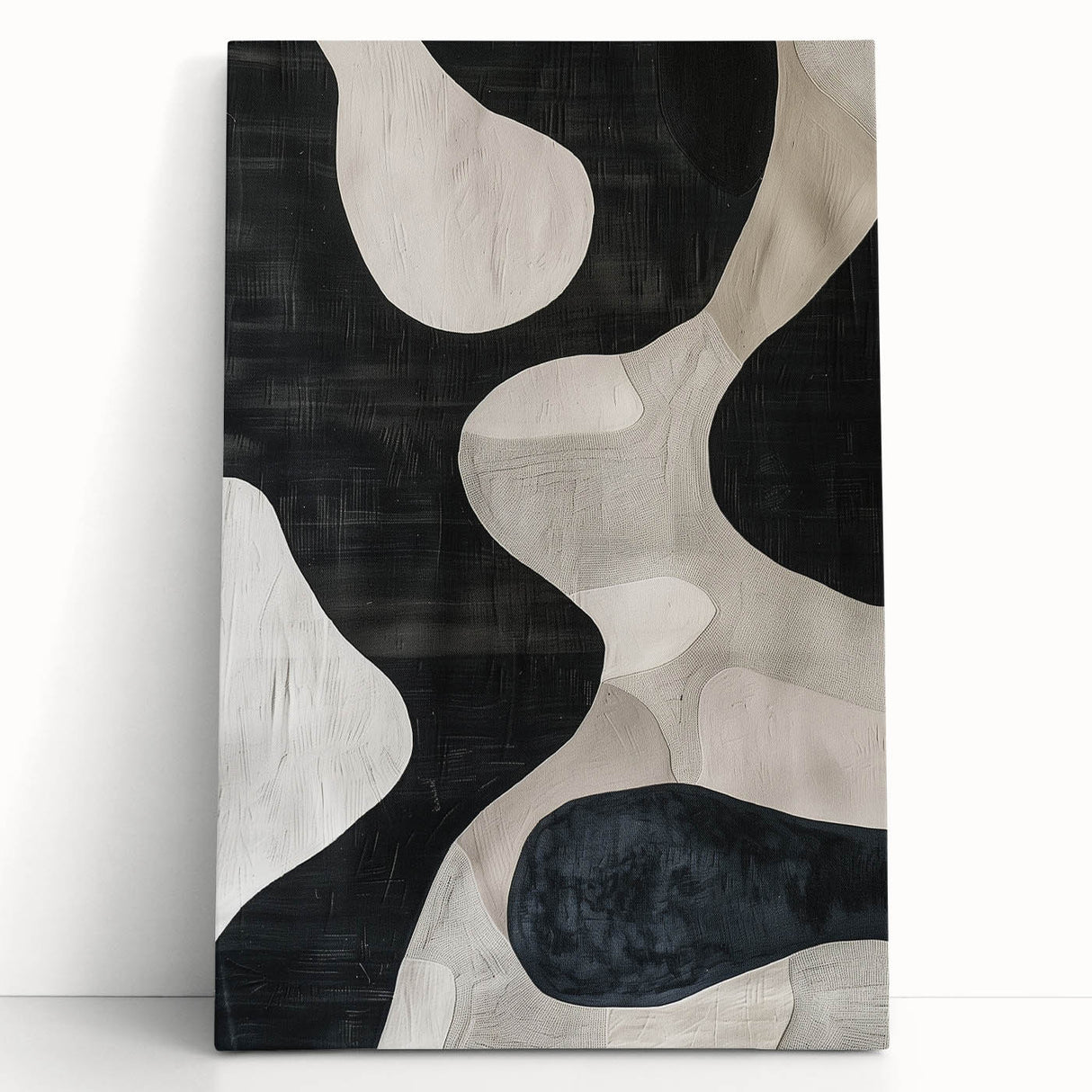 Mid Century Modern Abstract Wall Art - Black and White Minimalist Decor