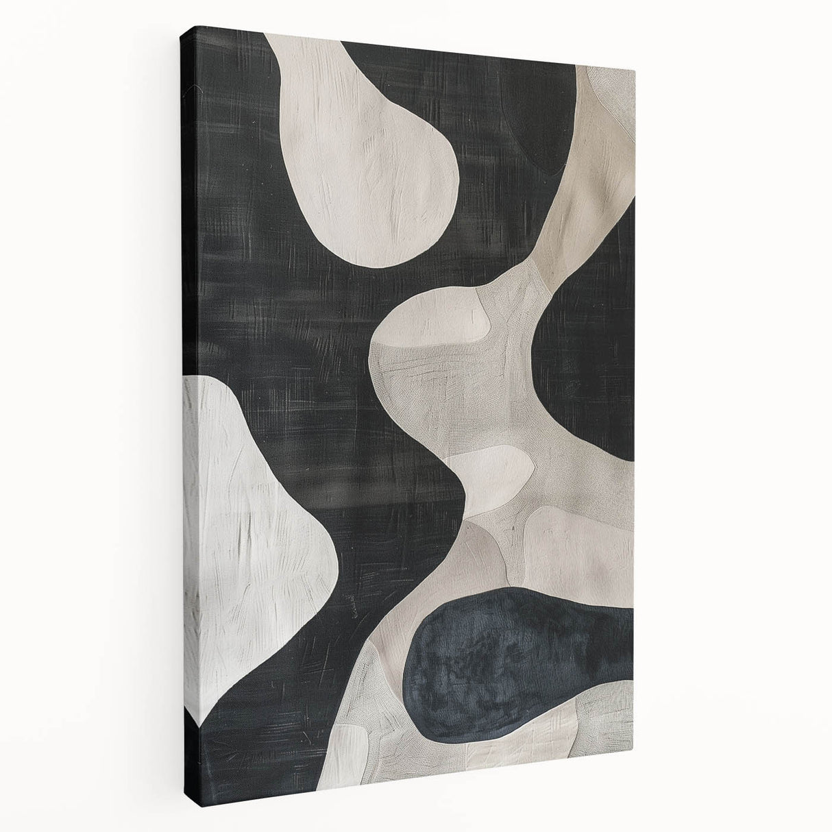 Mid Century Modern Abstract Wall Art - Black and White Minimalist Decor