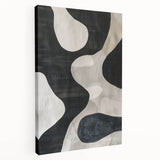 Mid Century Modern Abstract Wall Art - Black and White Minimalist Decor