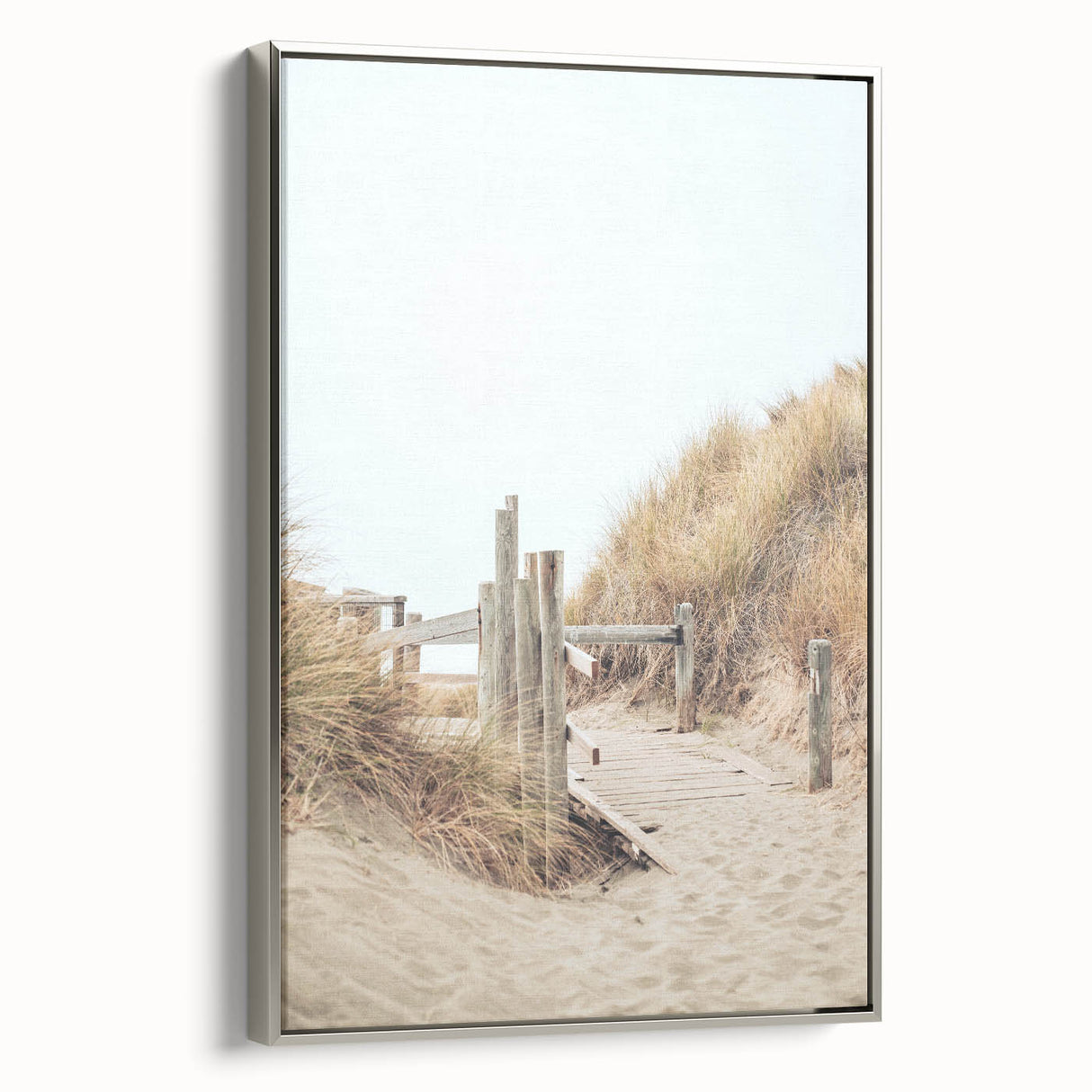 Framed canvas featuring a vintage landscape art painting with a colorful palette.