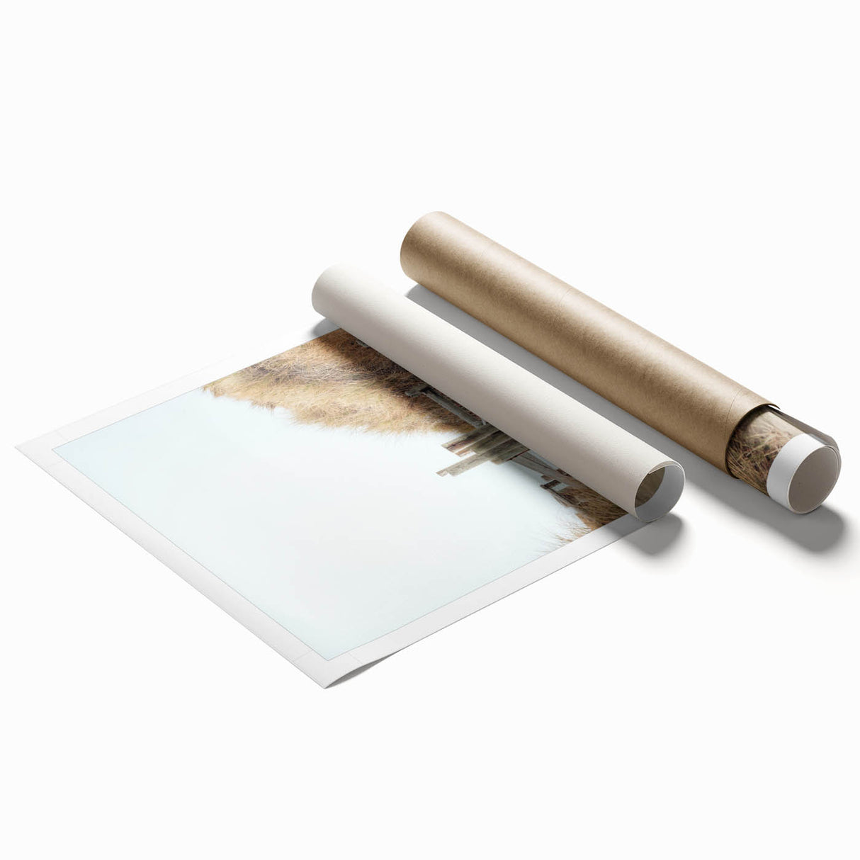 Extra large rolled canvas featuring a floral design in pastel shades.