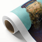 Art Deco style poster of a starry night scene in vibrant blue and yellow tones on rolled canvas, ideal for nursery wall art.